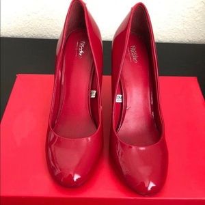 Red Heels Patent Shiny Hi Gloss Leather Round Toe